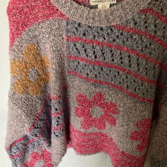 Sincerely Jules: Colorful Knit Wool Blend Sweater- Bell Sleeve- Cropped- M - Picture 12 of 16